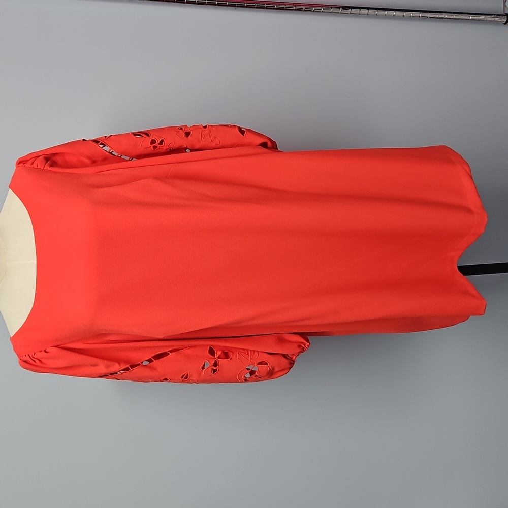 Vince Camuto Crepe‎ 3/4 Embroidered Balloon Sleeve Shift Dress: Coral: Size- 18W